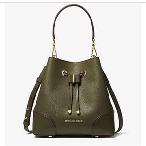 Michael Kors Green Shoulder Bag with Gold Accents and Dome Shape